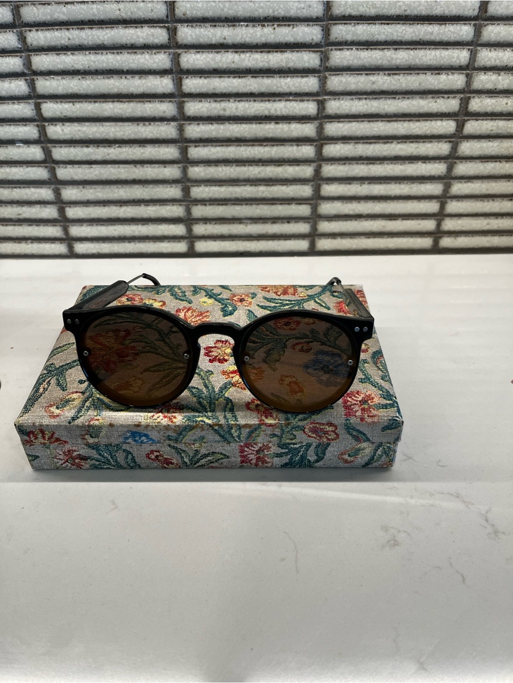 Spitfire Black Round Frame Sunglasses with Brown Tinted Lenses